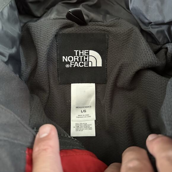 Men's The North Face Red Gray Hyvent Fleece Lined Hooded Windbreaker Jacket Sz L - Picture 4 of 5